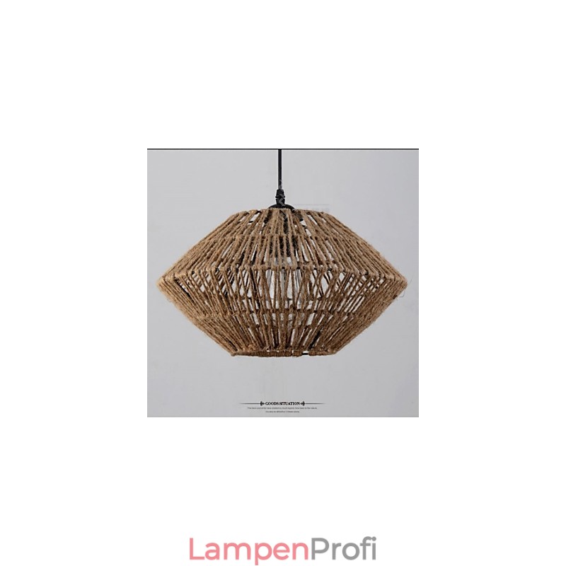 Vintage Pendelleuchte aus Seil mit einer Leuchte