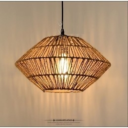 Vintage Pendelleuchte aus Seil mit einer Leuchte