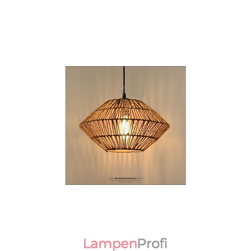 Vintage Pendelleuchte aus Seil mit einer Leuchte