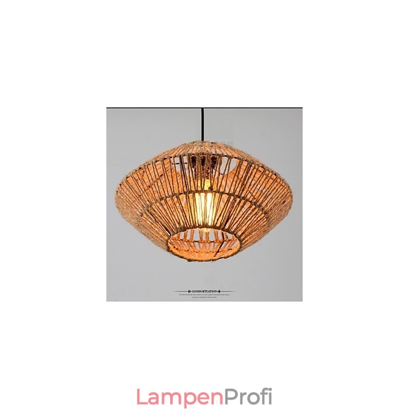 Vintage Pendelleuchte aus Seil mit einer Leuchte