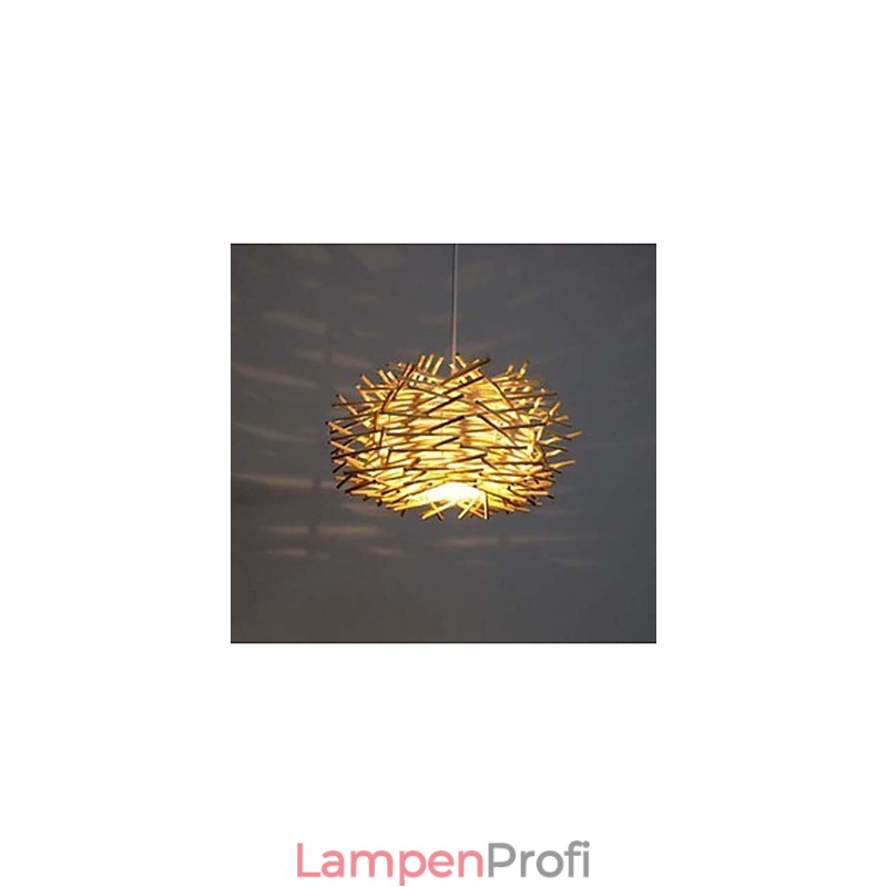 Zeitgenössische und kontraktierte Hängelampe 1 Licht Holz handgeflochten