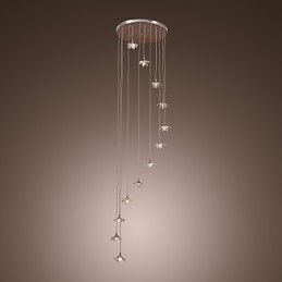 Moderne Pendelleuchte im Mini-Stil aus verchromtem Metall mit Kristallen