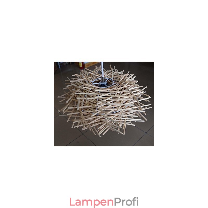 Zeitgenössische und kontraktierte Hängelampe 1 Licht Holz handgeflochten