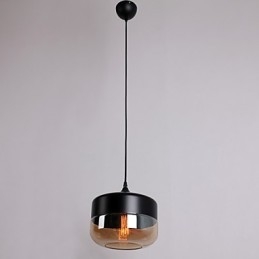 Retro-Pendelleuchte mit 1 Licht und Glasmalerei