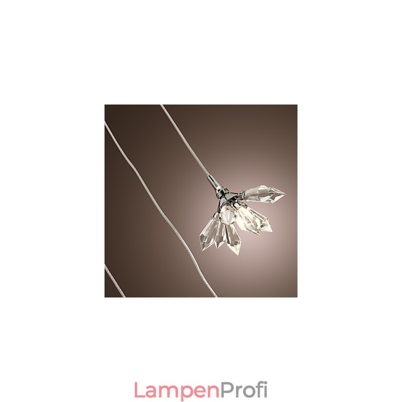 Moderne Pendelleuchte im Mini-Stil aus verchromtem Metall mit Kristallen