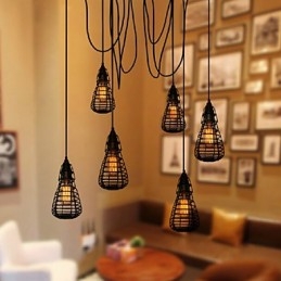 Amerikanische Industrie-Kreativität, die alte Wege wiederherstellt, Schmiedeeisenkäfig, Einzelkopf-Droplight-Lampe