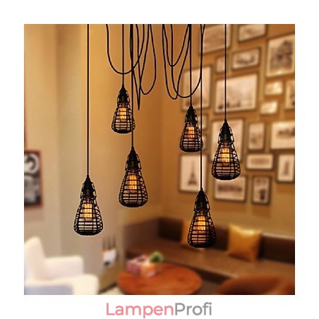 Amerikanische Industrie-Kreativität, die alte Wege wiederherstellt, Schmiedeeisenkäfig, Einzelkopf-Droplight-Lampe Amerikanische Industrie-Kreativität, die alte Wege wiederherstellt, Schmiedeeisenkäfig, Einzelkopf-Droplight-Lampe