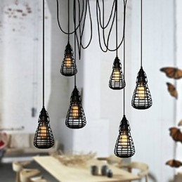 Amerikanische Industrie-Kreativität, die alte Wege wiederherstellt, Schmiedeeisenkäfig, Einzelkopf-Droplight-Lampe