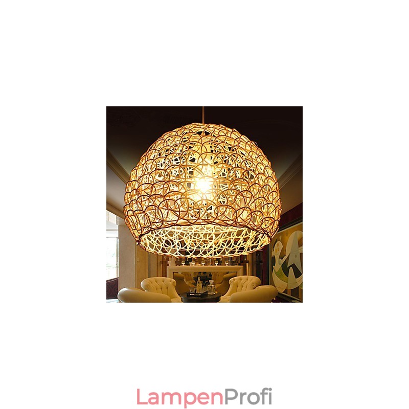 Moderne ländliche Cany Art gewebte Rattan-Einzelkopf-Hängelampe