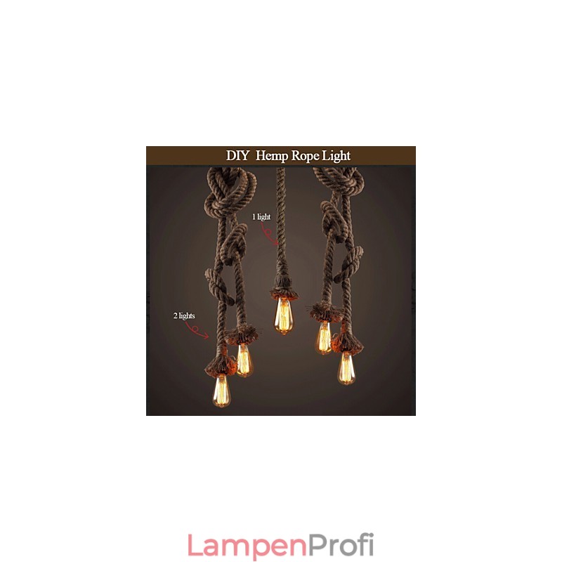1 Licht DIY Kunst Hanfseil Licht Kreativ Hanfseil Kronleuchter Lang 100cm Senden 1 Glühbirne