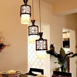 Moderne chinesische Art klassische Massivholz Trommel kreative Single Head Droplight Lampe Licht