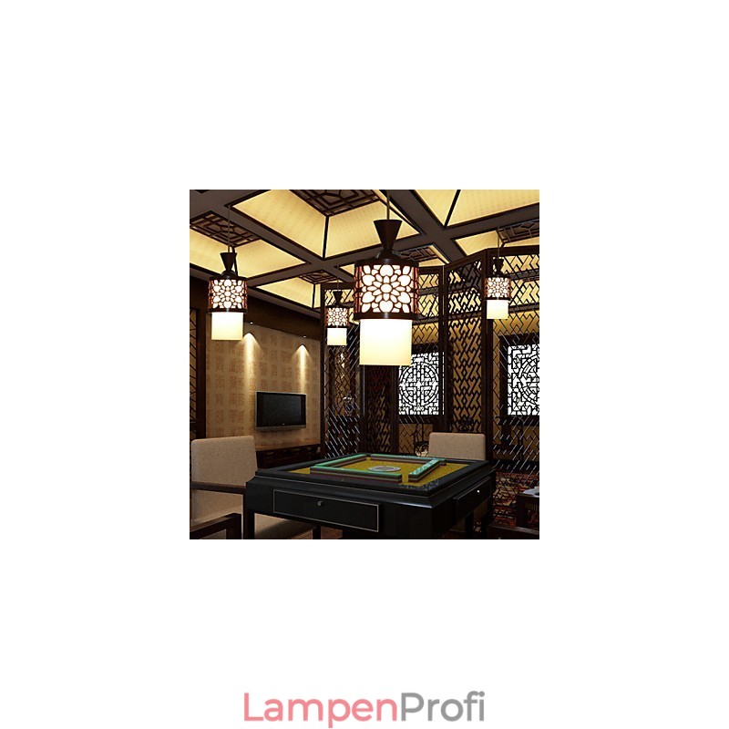 Moderne chinesische Art klassische Massivholz Trommel kreative Single Head Droplight Lampe Licht