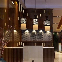 Moderne chinesische Art klassische Massivholz Trommel kreative Single Head Droplight Lampe Licht