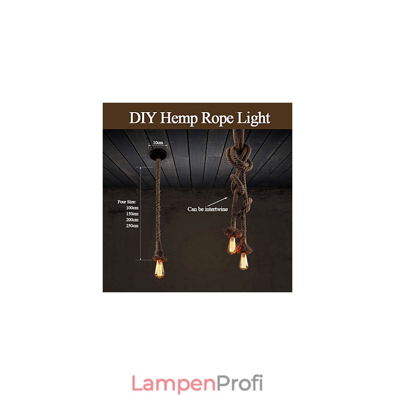 1 Licht DIY Kunst Hanfseil Licht Kreativ Hanfseil Kronleuchter Lang 100cm Senden 1 Glühbirne