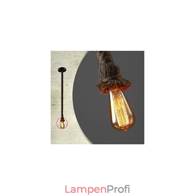 1 Licht DIY Kunst Hanfseil Licht Kreativ Hanfseil Kronleuchter Lang 100cm Senden 1 Glühbirne
