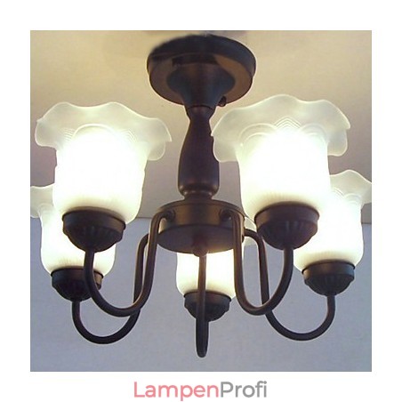 Traditioneller, klassischer Kronleuchter aus bemaltem Metall