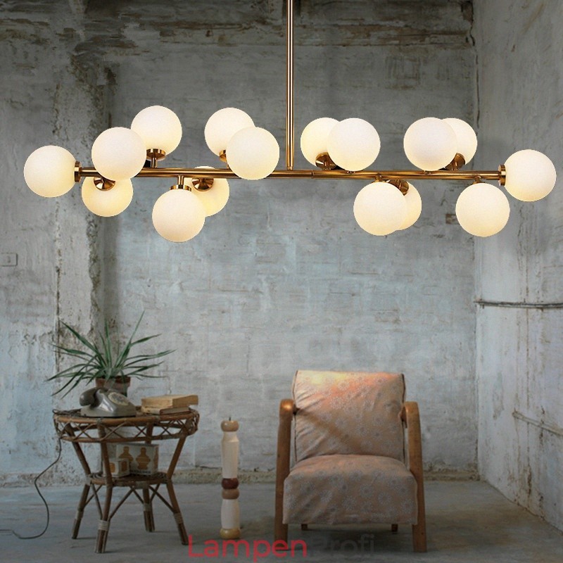 Moderner zeitgenössischer Kronleuchter mit 16 Lichtern, Glasschirm und Lampe