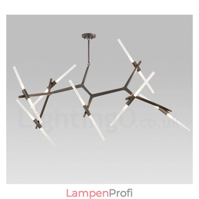 14-flammiger moderner Kronleuchter (Schwarz-Gold)
