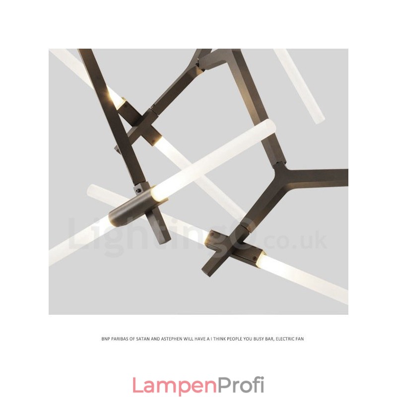 14-flammiger moderner Kronleuchter (Schwarz-Gold)