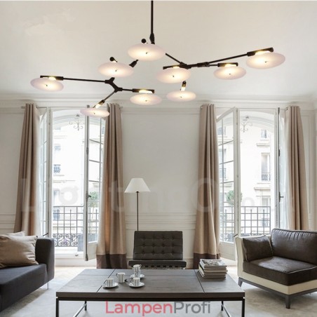 Moderne, zeitgenössische Kronleuchterlampe mit 9 Lichtern in Schwarz Moderne, zeitgenössische Kronleuchterlampe mit 9 Lichtern in Schwarz