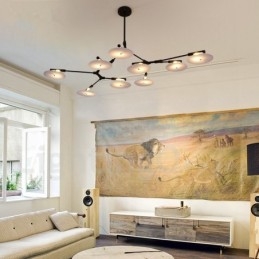 Moderne, zeitgenössische Kronleuchterlampe mit 9 Lichtern in Schwarz
