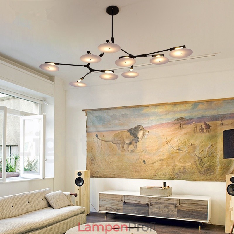 Moderne, zeitgenössische Kronleuchterlampe mit 9 Lichtern in Schwarz