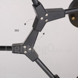Moderne, zeitgenössische Kronleuchterlampe mit 9 Lichtern in Schwarz