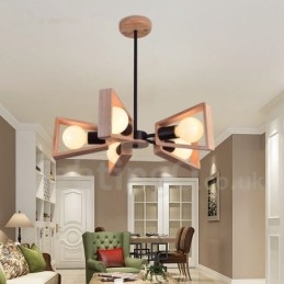 Holz Single Tier 5 Licht Kronleuchter Lampe Modernen Zeitgenössischen Stil