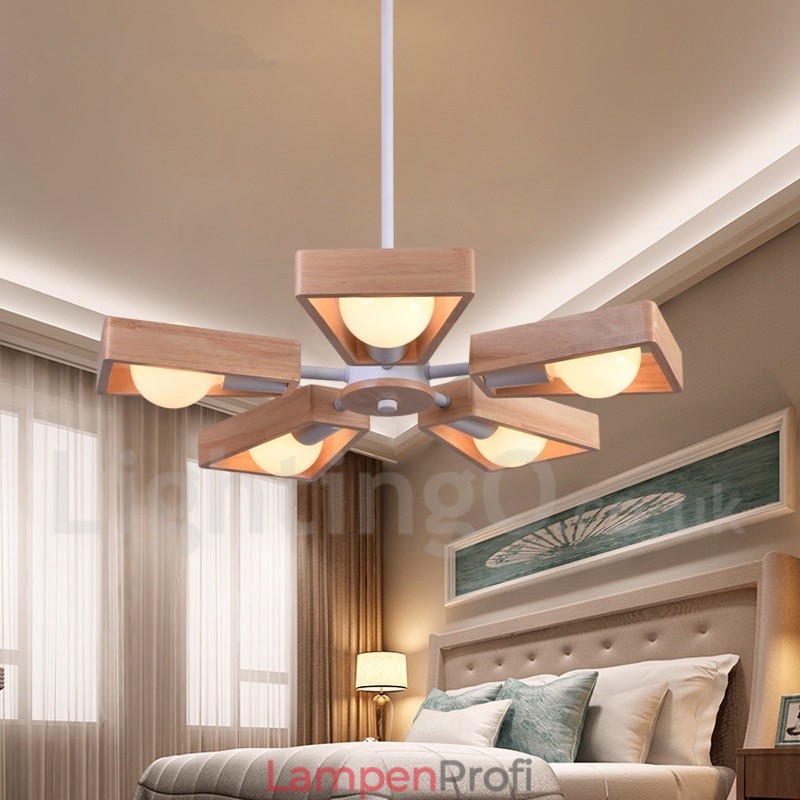 Holz Single Tier 5 Licht Kronleuchter Lampe Modernen Zeitgenössischen Stil