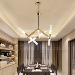 Moderne zeitgenössische 2-stufige 6-Licht-Kronleuchterlampe in goldener Farbe