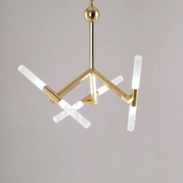 Moderne zeitgenössische 2-stufige 6-Licht-Kronleuchterlampe in goldener Farbe
