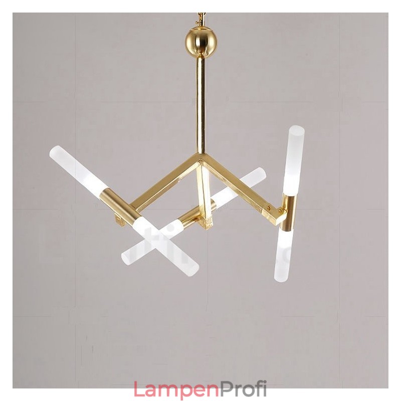 Moderne zeitgenössische 2-stufige 6-Licht-Kronleuchterlampe in goldener Farbe