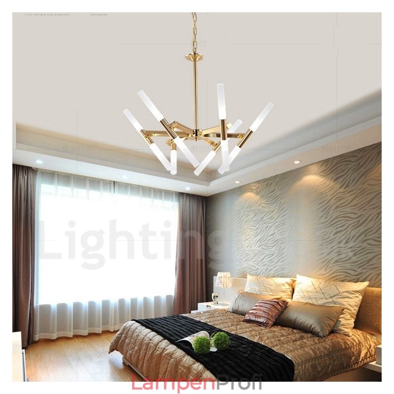 Moderne zeitgenössische 2-stufige 12-flammige goldene Kronleuchterlampe