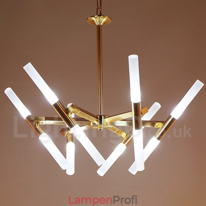 Moderne zeitgenössische 2-stufige 12-flammige goldene Kronleuchterlampe