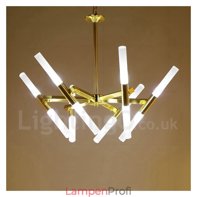 Moderne zeitgenössische 2-stufige 12-flammige goldene Kronleuchterlampe
