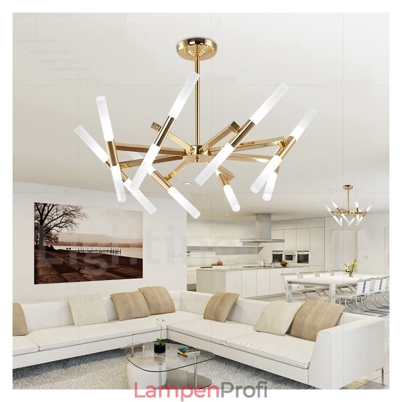 Moderne zeitgenössische 2-stufige 16-flammige goldene Kronleuchterlampe