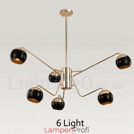 Moderne Kronleuchterlampe aus Metall mit 6 Lichtern, 2 Ebenen, mit Glasschirm