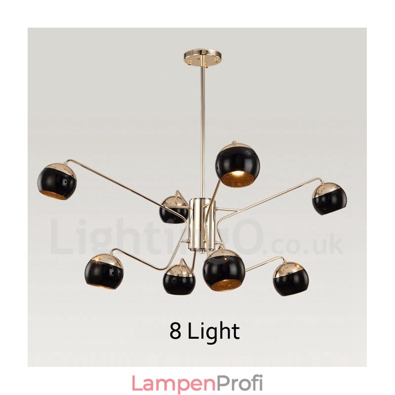 Moderne Kronleuchterlampe aus Metall mit 8 Lichtern, 2 Ebenen, mit Glasschirm