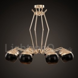 8-flammige, einstöckige, moderne Kronleuchterlampe aus Metall mit Glasschirm