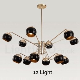 Moderne Kronleuchterlampe aus Metall mit 12 Lichtern, 2 Ebenen, mit Glasschirm