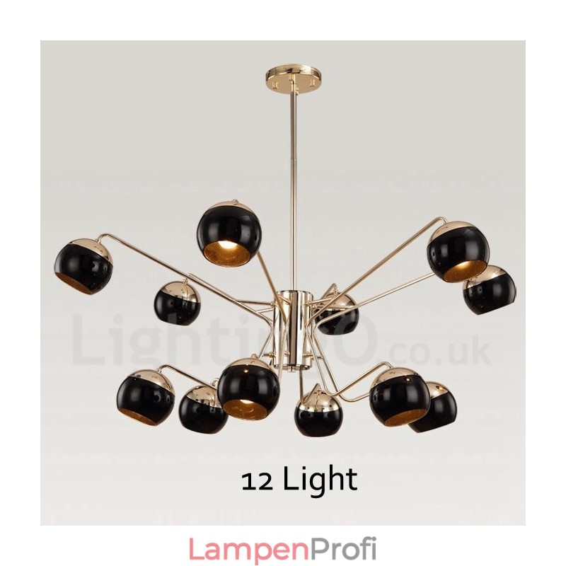 Moderne Kronleuchterlampe aus Metall mit 12 Lichtern, 2 Ebenen, mit Glasschirm