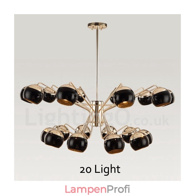 Moderne Kronleuchterlampe aus Metall mit Glasschirm