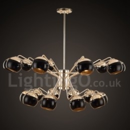 Moderne Kronleuchterlampe aus Metall mit Glasschirm