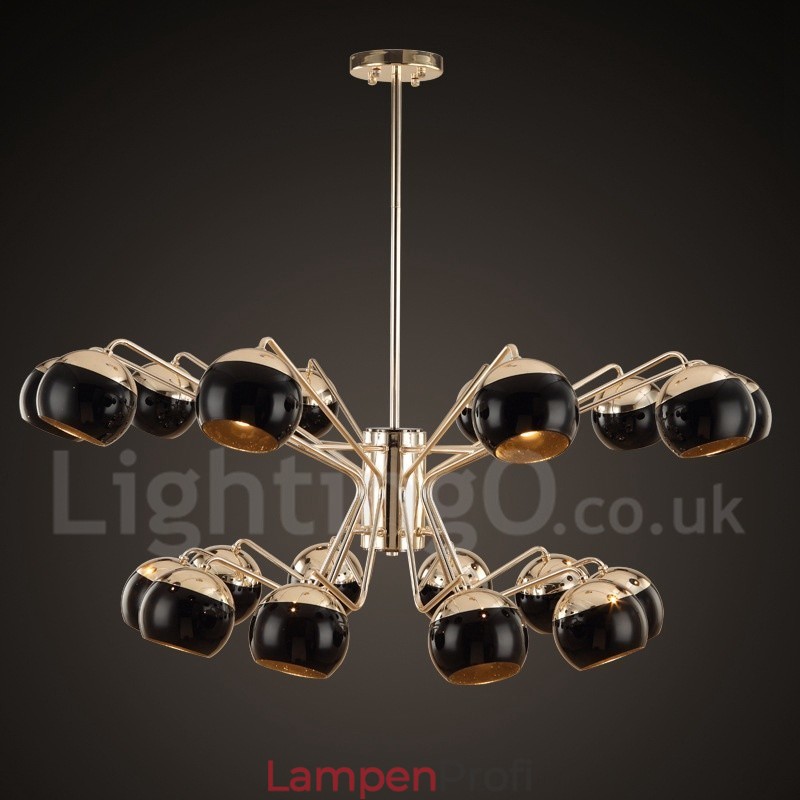 Moderne Kronleuchterlampe aus Metall mit Glasschirm