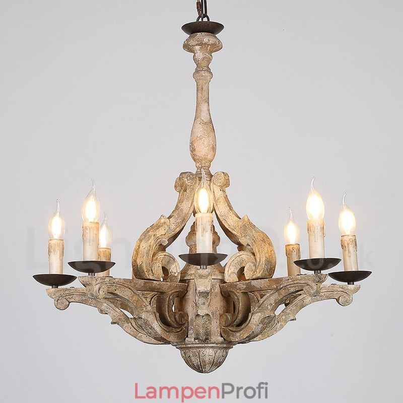8 Licht Vintage Retro Holz Kronleuchter Lampe Licht
