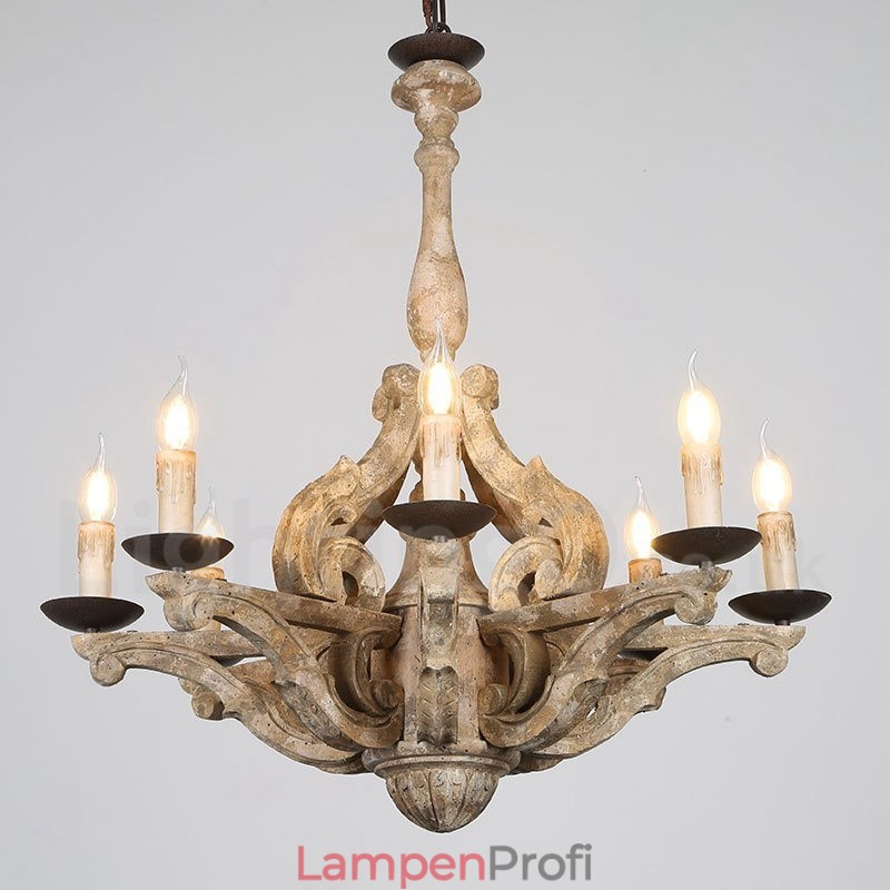 8 Licht Vintage Retro Holz Kronleuchter Lampe Licht