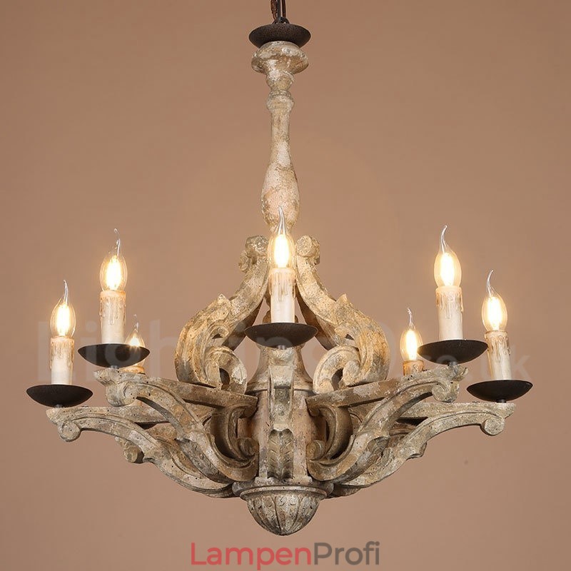 8 Licht Vintage Retro Holz Kronleuchter Lampe Licht