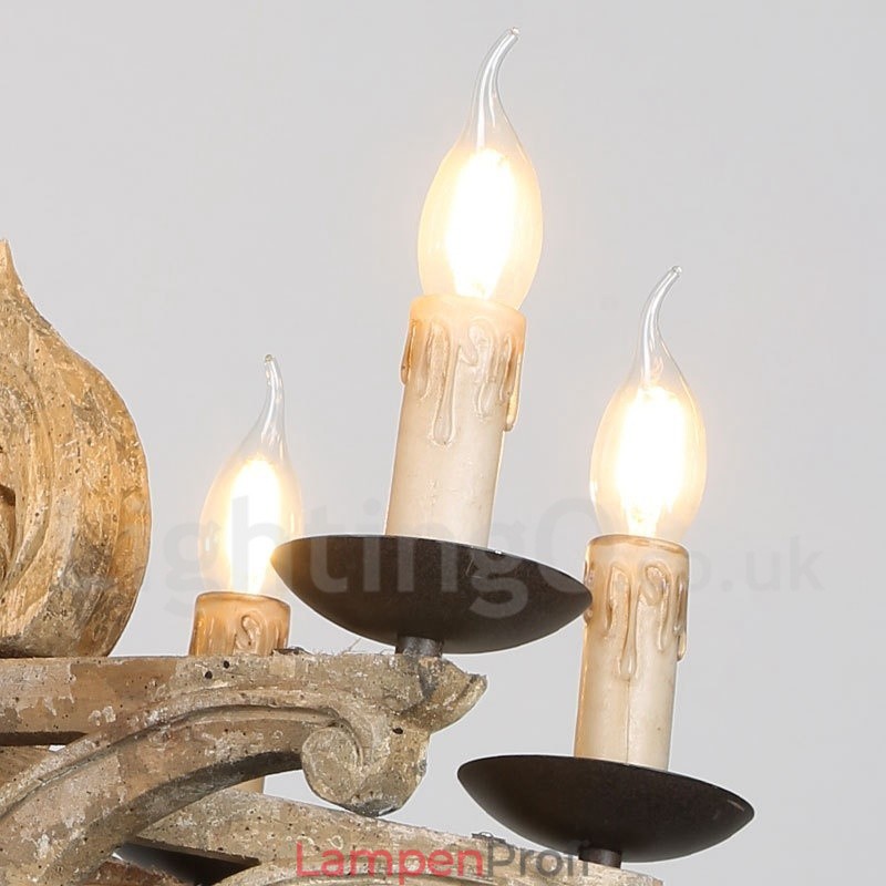 8 Licht Vintage Retro Holz Kronleuchter Lampe Licht