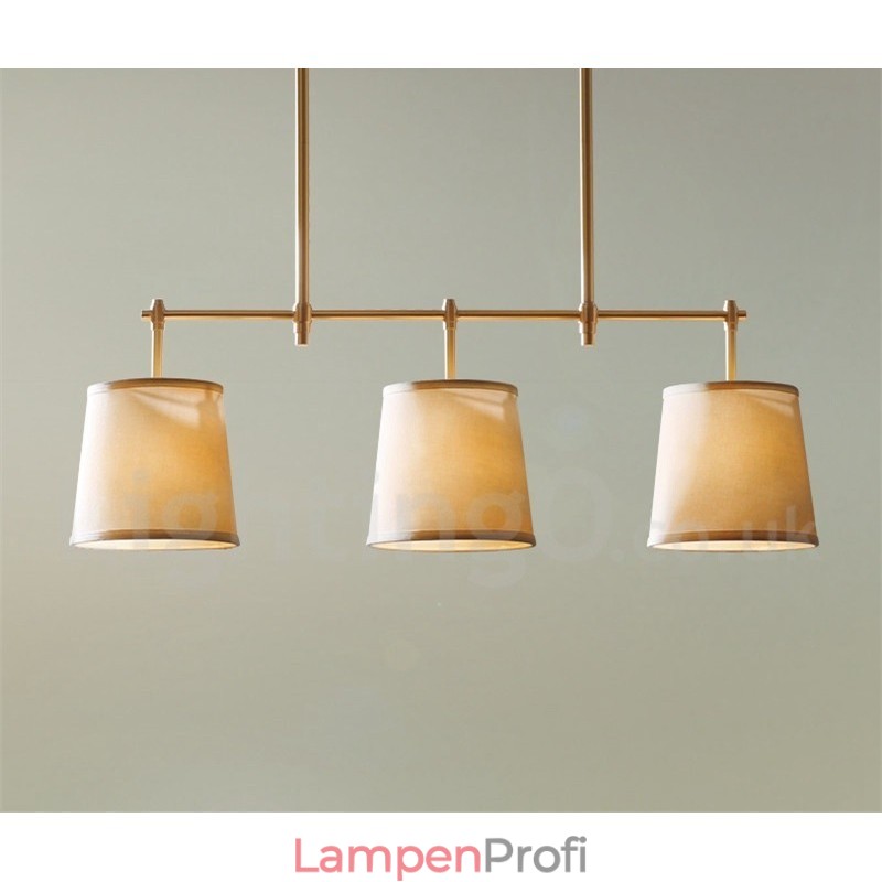 Kronleuchter im Landhausstil, 3 Lichter, Kupfer, mit Stoffschirm