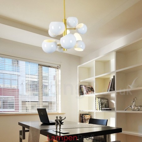 Moderne Kronleuchterlampe mit 10 Lichtern in Weiß Moderne Kronleuchterlampe mit 10 Lichtern in Weiß